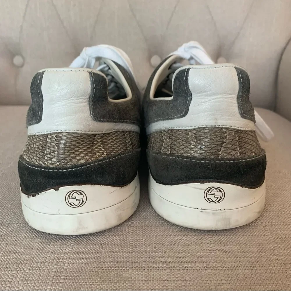 Gucci Python Snake Skin And Suede Low Top Trainner Sneakers Size 9.5 - Picture 5 of 10